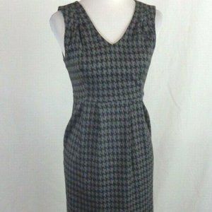 V Neck Sheath Dress Black Gray SZ 4